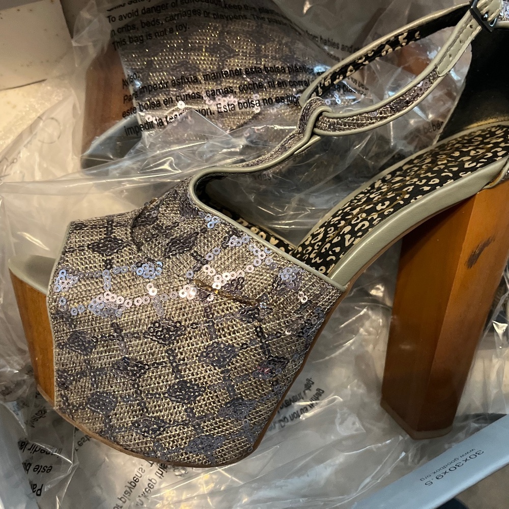 Jessica Simpson platform, sandals, sequin